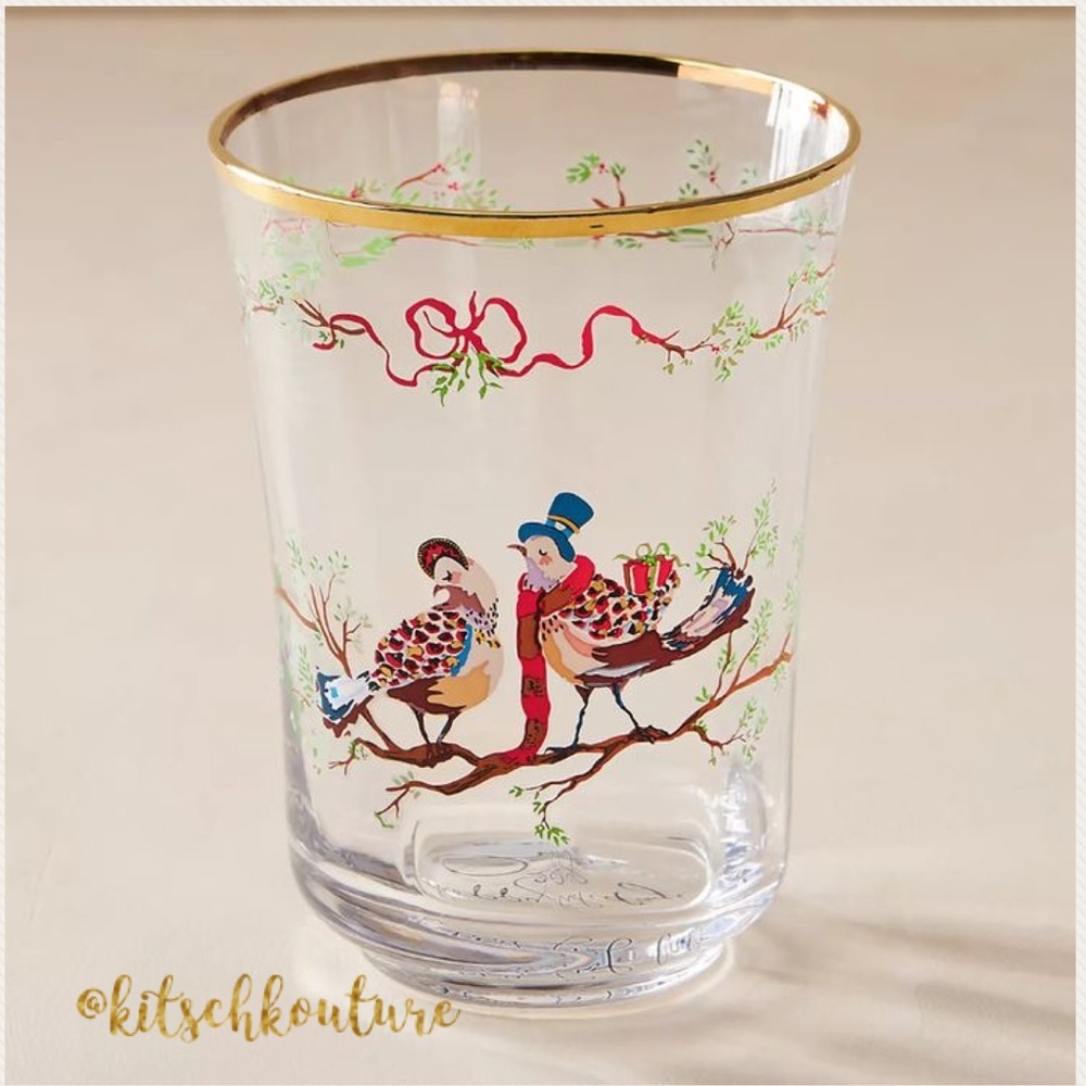 SALE 12 Days of Christmas Two Turtle Doves Glass